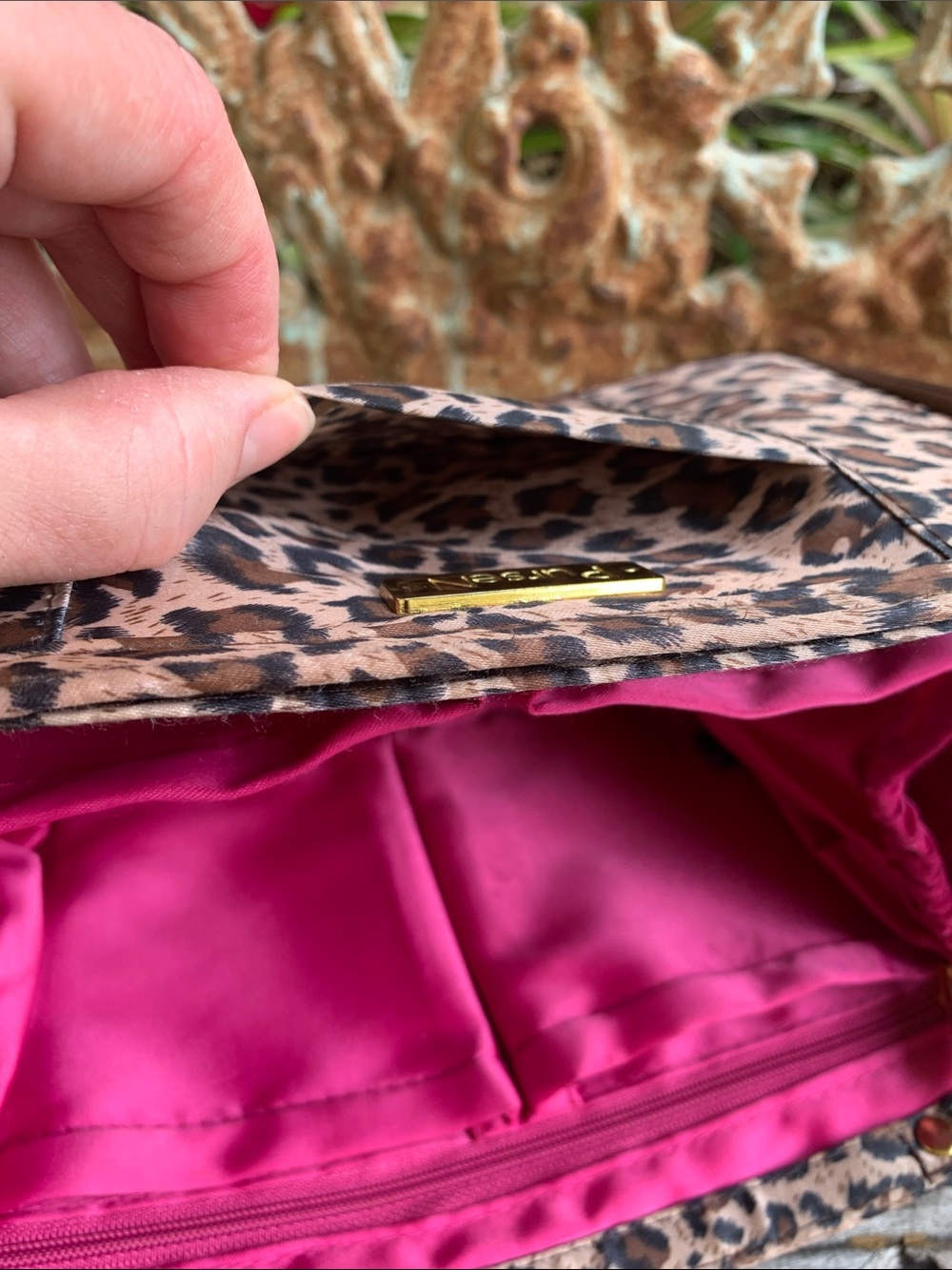PurseN Leopard Print Cosmetic Organizer in Brown and Black with Gold Accents - Picture 12 of 14